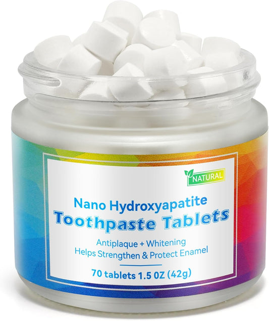 Toothpaste Tablet,Chewable Toothpaste Tablets,Flouride Free Toothpaste with Nano Hydroxyapatite,Sensitive Toothpaste Tabs Peppermint Flavored Strengthen Teeth,Travel Mouthwash Tablets 70 Pcs