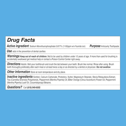 The Humble Co Chewable Toothpaste Tablets with Fluoride, Mint - Bite, Chew, Brush - Zero Water & Plastic Free Toothpaste Tabs - Travel-Friendly & Waste-Free Dental Oral Care Hygiene - 180 Count