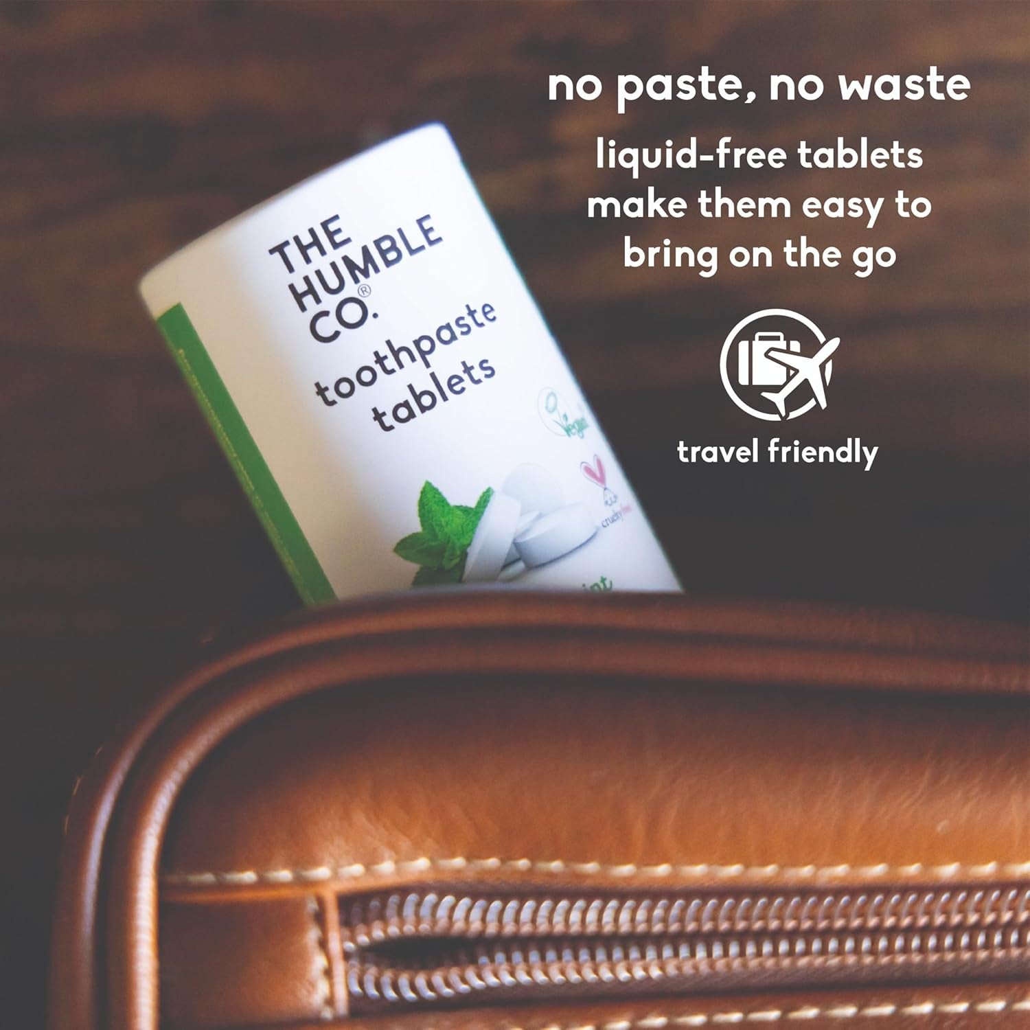 The Humble Co Chewable Toothpaste Tablets with Fluoride, Mint - Bite, Chew, Brush - Zero Water & Plastic Free Toothpaste Tabs - Travel-Friendly & Waste-Free Dental Oral Care Hygiene - 180 Count