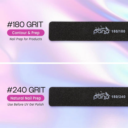 10Pcs -  Jumbo Double-Sided Emery Nail File for Manicure, Pedicure, Natural, and Acrylic Nails - Black (Grit 80/80)